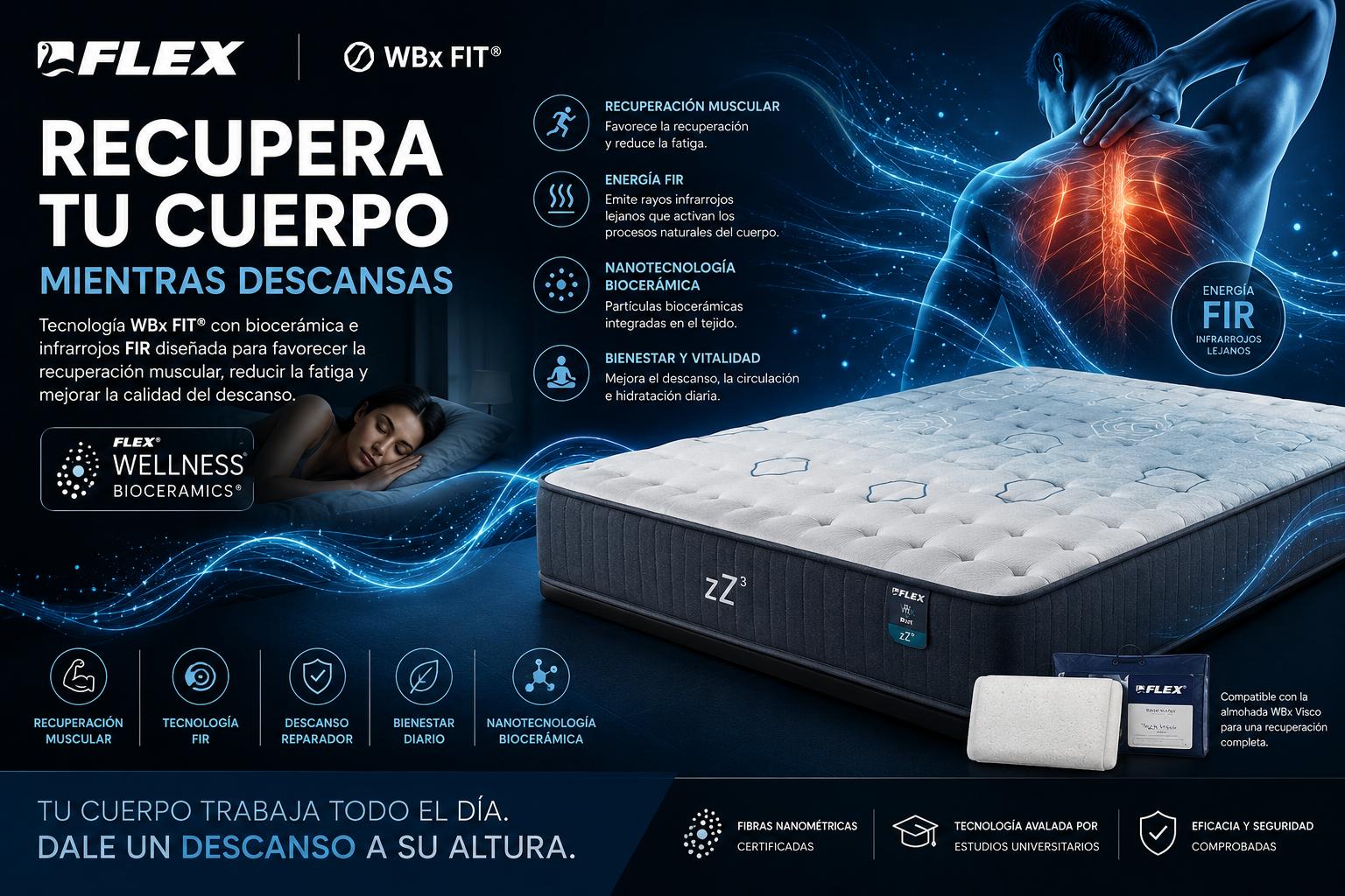 Tecnología WBX FIT de Flex diseñada para favorecer la recuperación muscular y el descanso reparado
